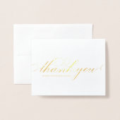 Carte Dorée Mariage de script simple et élégant photo de Merci (Devant avec enveloppe)