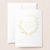 Carte Dorée Mariage d'or de feuille d'olive romaine 5x7 Invita (Derrière avec enveloppe)