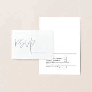 Carte Dorée Mariage élégant RSVP Typographie Argent