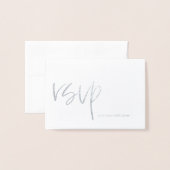 Carte Dorée Mariage élégant RSVP Typographie Argent (Devant avec enveloppe)