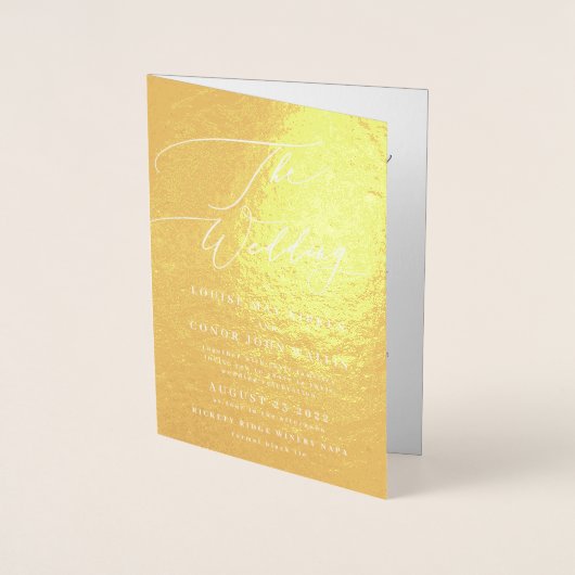 Carte Dorée Mariage Elegant Simple Real Gold Détails (Devant)