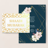 Carte Dorée Mariage Félicitations Shaadi Mubarak Gold (Affichage)