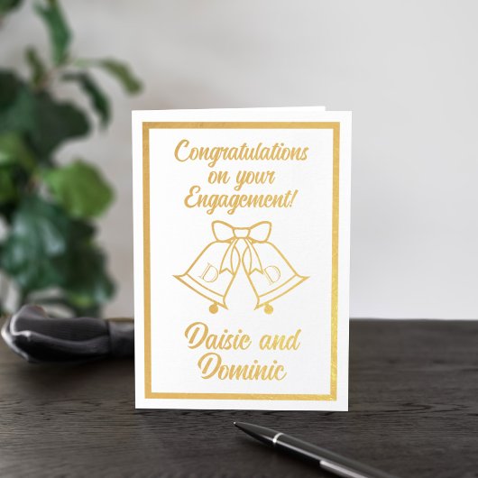 Carte Dorée Mariage fiançailles Bells Félicitations Foil Card