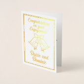 Carte Dorée Mariage fiançailles Bells Félicitations Foil Card (Devant)