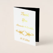 Carte Dorée Mariage gothique blanc Scorpions personnalisés (Devant)