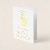 Carte Dorée Mariage indien Enregistrer la date Gold hamsa Henn (Devant)