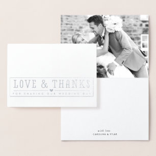 Carte Dorée MARIAGE LOVE & THANKS photo nouvellement mariée lu