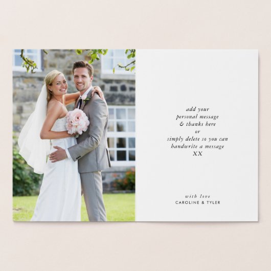 Carte Dorée MARIAGE MERCI couple m & mrs script moderne (Intérieur)