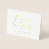 Carte Dorée Mariage moderne Reserva la Fecha noir 1 photo Foil (Devant)