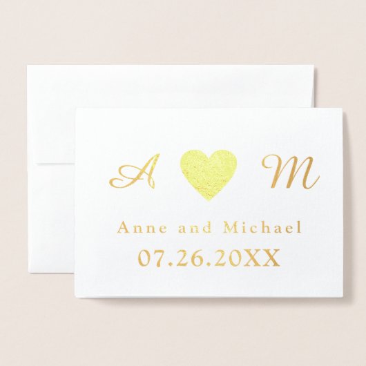 Carte Dorée Mariage monogramme (Devant avec enveloppe)