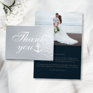 Carte Dorée Mariage nautique Merci argent réel