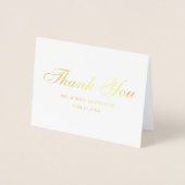Carte Dorée Mariage Photo Élégant Script Merci Note Or (Devant)