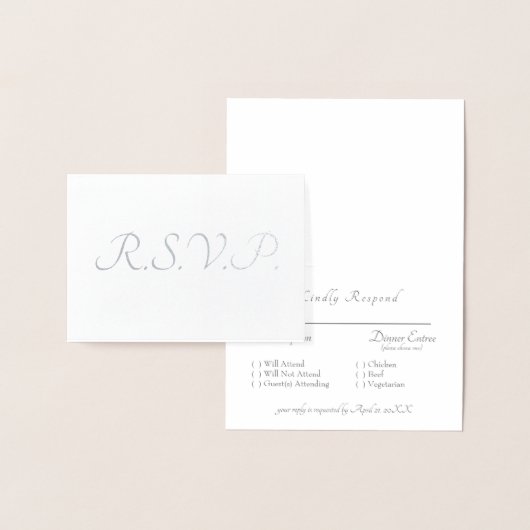 Carte Dorée Mariage RSVP gris Foil II en argent (Affichage)