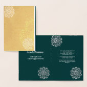 Carte Dorée mariage vert texturé simple (Affichage)