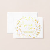 Carte Dorée Marié Joyeux premier Noël Wreath Mariage photo (Devant avec enveloppe)
