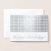 Carte Dorée Masculine Plaid Stripes Bleu Meilleur Ami Annivers (Devant avec enveloppe)