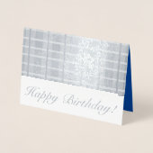 Carte Dorée Masculine Plaid Stripes Bleu Meilleur Ami Annivers (Devant)