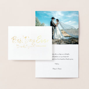 Carte Dorée Meilleur jour Chic Mariage Merci Photo