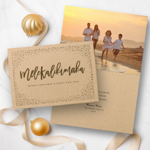 Carte Dorée Mele Kalikimaka Confetti Chic Photo de Noël