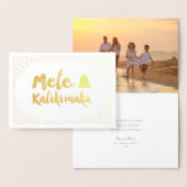 Carte Dorée Mele Kalikimaka Confetti Chic Photo de Noël (Affichage)