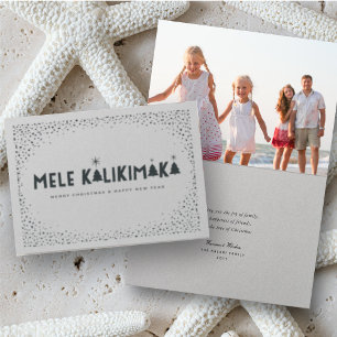 Carte Dorée Mele Kalikimaka Confetti Et Étoiles Photo De Noël