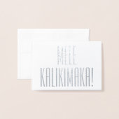 CARTE DORÉE MELE KALIKIMAKA HAWAIIAN CHRISTMAS CARD FOIL (Devant avec enveloppe)