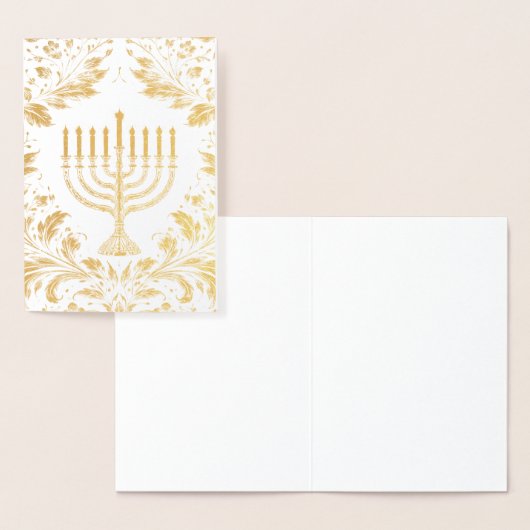 Carte Dorée Menorah de style William Morris complexe (Affichage)