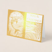 Carte Dorée Mer nautique moderne & Dauphin de salutations (Devant)