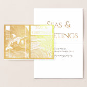 Carte Dorée Mer nautique moderne et salutations, Orca Whale (Affichage)