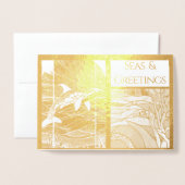 Carte Dorée Mer nautique moderne et salutations, Orca Whale (Devant avec enveloppe)