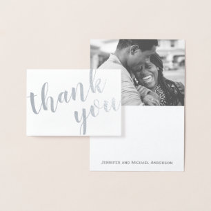 Carte Dorée Merci à huile d'argent avec photo et nom