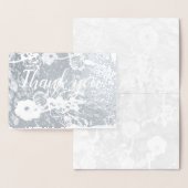 Carte Dorée "Merci" au Mariage Fleuris Argenté (Affichage)