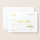 Carte Dorée Merci dans de nombreuses langues Personnaliser (Devant avec enveloppe)