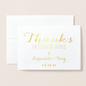 Carte Dorée Merci D'Avoir Célébré Avec Nous ! Merci mariage (Devant avec enveloppe)