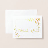 Carte Dorée Merci de bordure du coin défilement Fancy Font (Devant avec enveloppe)