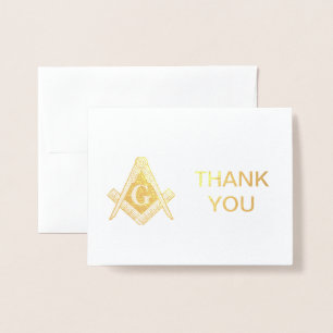 Carte Dorée Merci de la franc-maçonnerie maçonnique Gold Foil