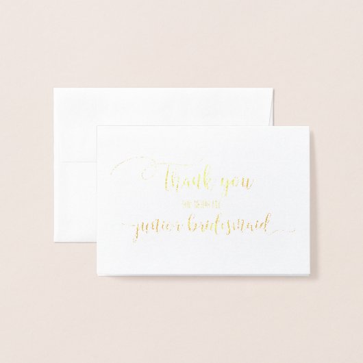 Carte Dorée Merci de l'or Foil Junior Bridesmaid Merci (Devant avec enveloppe)