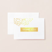 Carte Dorée Merci de Mariage d'aquarelle rose (Devant avec enveloppe)