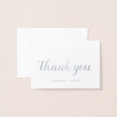 Carte Dorée Merci de Mariage de calligraphie argent lunaire (Devant avec enveloppe)