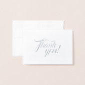 Carte Dorée Merci de Mariage de script stylisé blanc (Devant avec enveloppe)