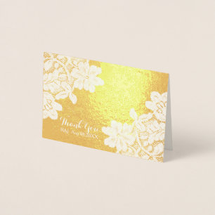 Carte Dorée Merci de Mariage en dentelle Vintage élégant