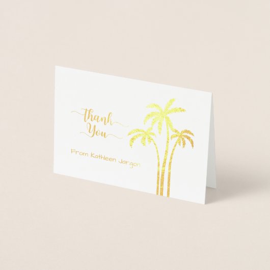 Carte Dorée Merci de palmier classique (Devant)