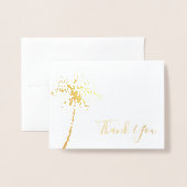 Carte Dorée Merci de palmiers tropicaux moderne (Devant avec enveloppe)