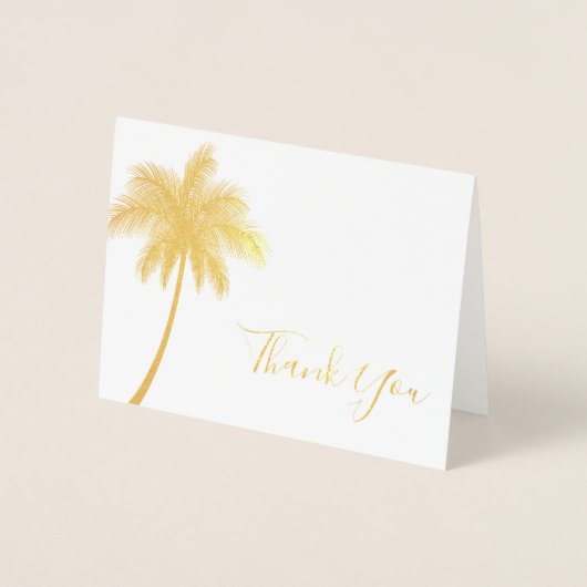 Carte Dorée Merci de palmiers tropicaux moderne (Devant)