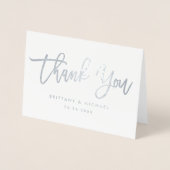 Carte Dorée Merci de script de brosse moderne Mariage Photo Si (Devant)