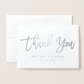 Carte Dorée Merci de script de brosse moderne Mariage Photo Si (Devant avec enveloppe)