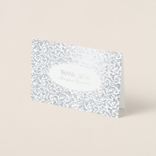 Carte Dorée Merci de sympathie en argent personnalisable (Devant)