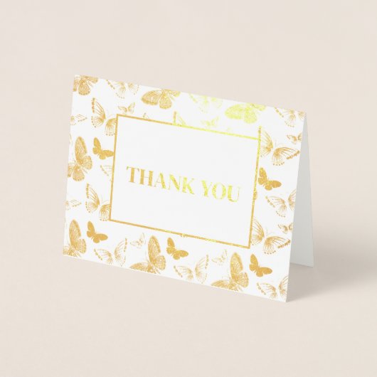 Carte Dorée Merci d'impression papillon (Devant)