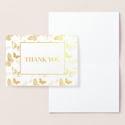 Carte Dorée Merci d'impression papillon (Affichage)