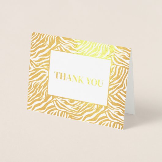 Carte Dorée Merci d'impression Zebra (Devant)